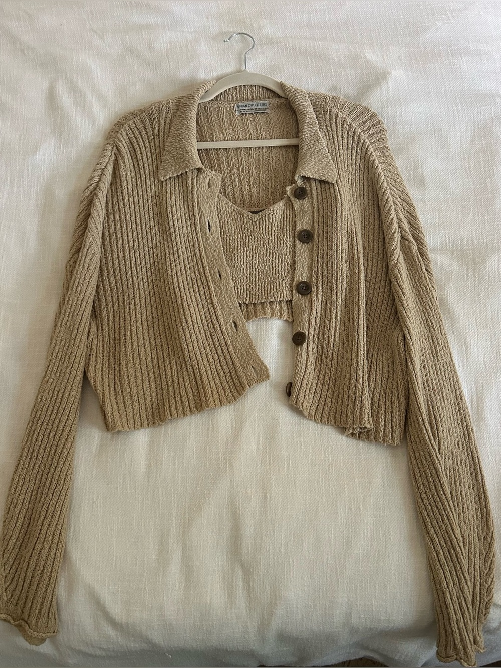 NEW Urban Outfitters Cropped Ribbed Knit Top & Cardigan set. Size XS